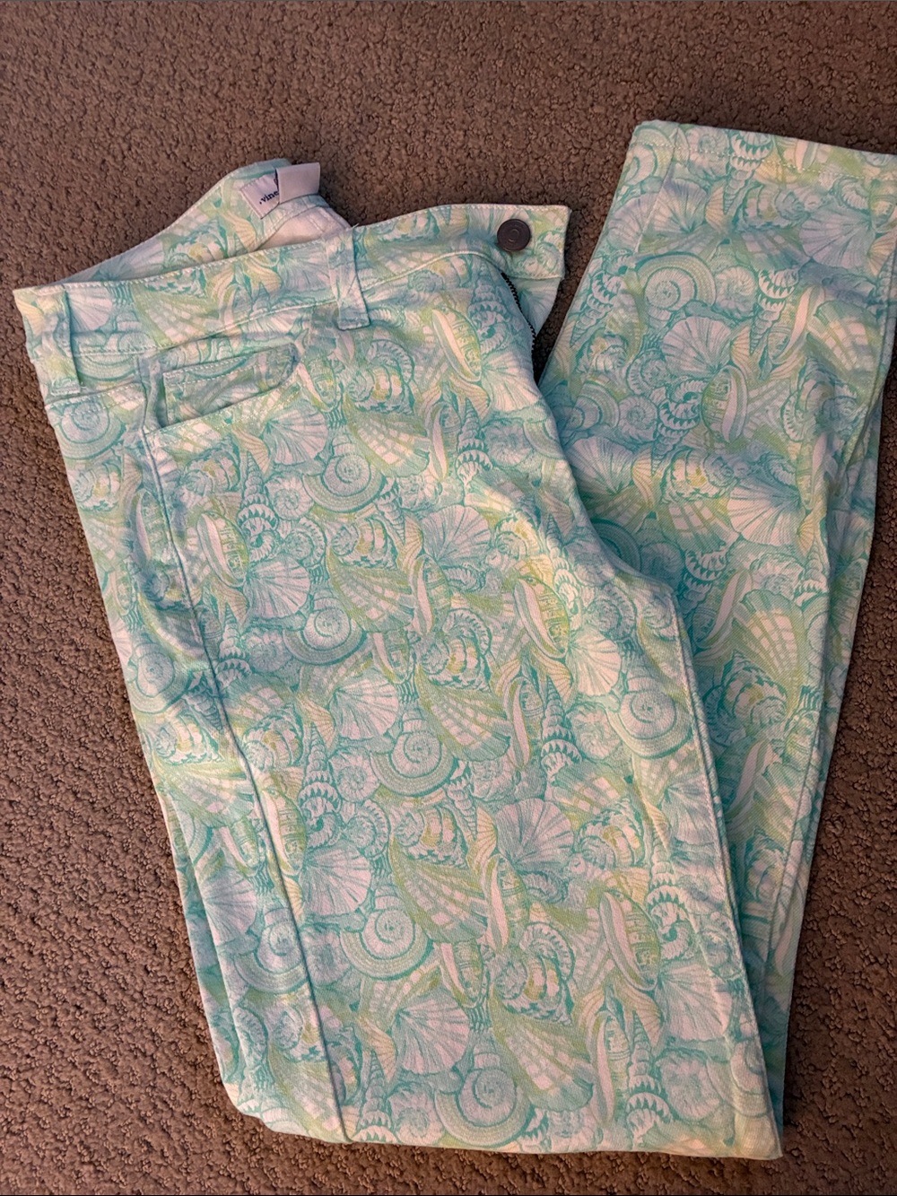 Vineyard Vines Seafoam Shell-Print Skinny Pants
